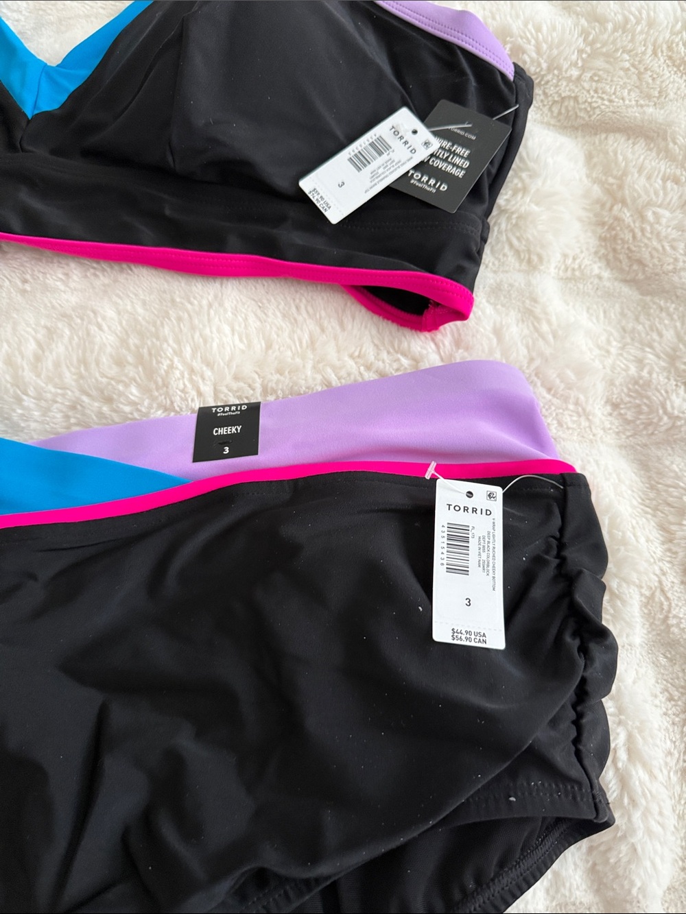 torrid Black Bikini Set with Blue, Purple & Pink Trim - Picture 4 of 7